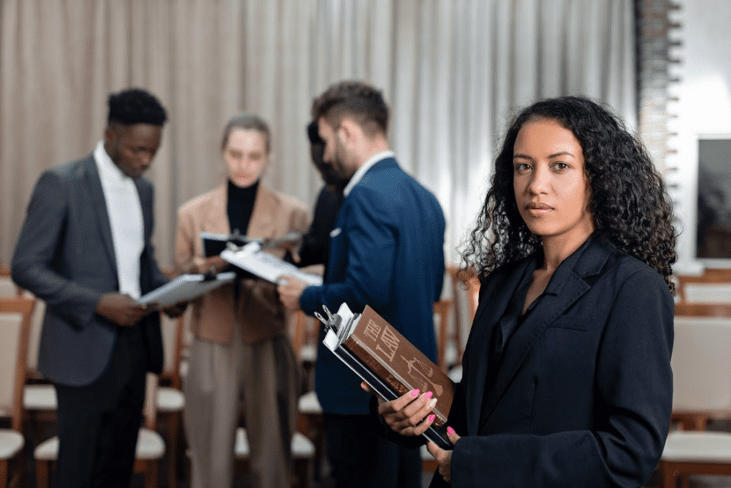 Lawyers talking to each other